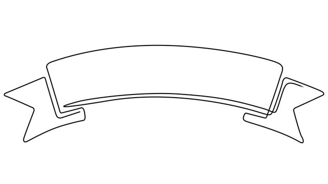 ribbon continuous one line drawing animation, Animated self drawing of continuous line draw of Medal ribbon banner. Full length one line animation. 4K, Self drawing line animation Bow tie continuous