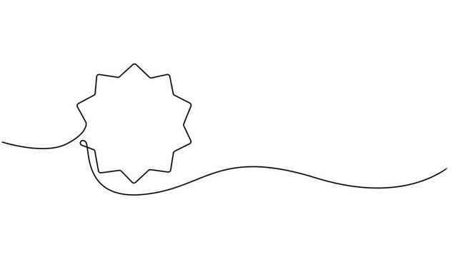 promo labels animation continuous one line drawing, continuous line drawing of super Sale tag emblem or logo design, One continuous line drawing of discount banner. Vector illustration. Linear video.