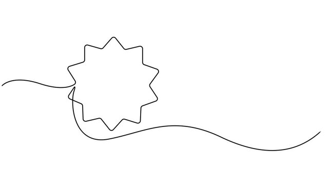 promo labels animation continuous one line drawing, continuous line drawing of super Sale tag emblem or logo design, One continuous line drawing of discount banner. Vector illustration. Linear video.