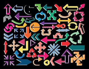 Set of arrow icons. vector illustration arrow shapes in various styles.