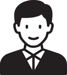 Black and white cartoon man with a bow tie and a smile vector illustration EPS file download.
