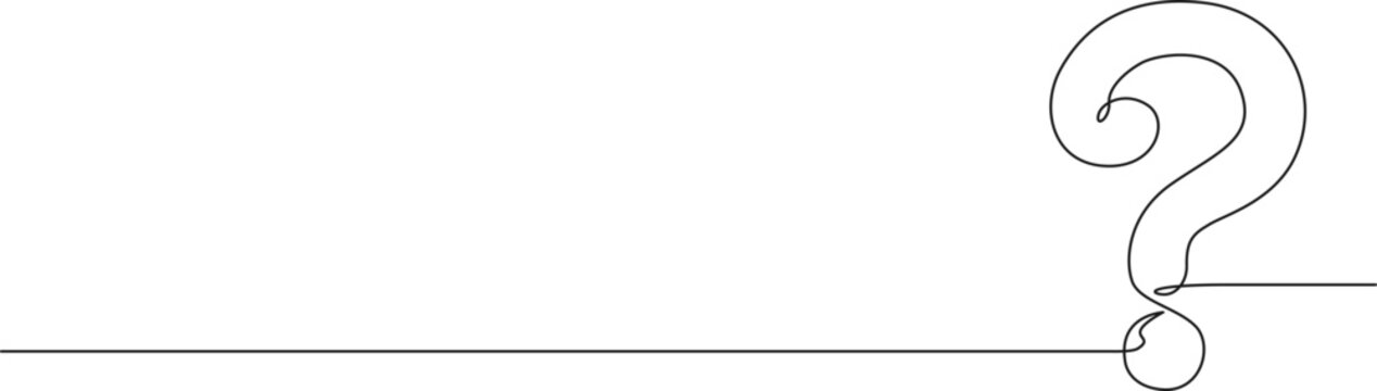 continuous line drawing of question mark, line art vector illustration