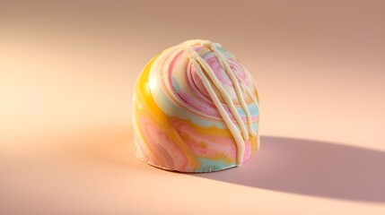 Fototapeta premium cotton candy and sprinkles ice cream isolated on pink background