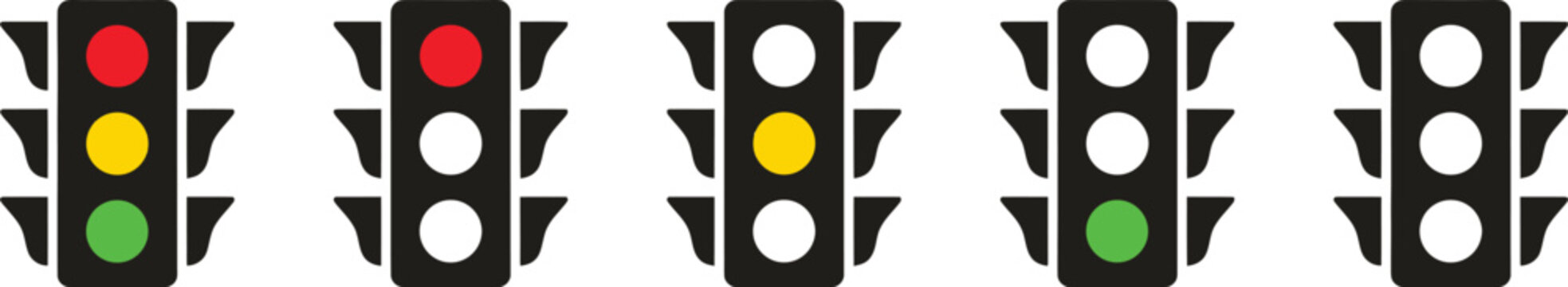 Traffic control light signal with red, yellow and green color flat icon. Signal traffic light 