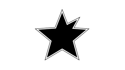 Fototapeta premium Stylized black and white five-pointed star with creative outline design perfect for graphic projects