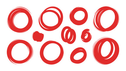 Vibrant Red Circular Brush Strokes on White Background