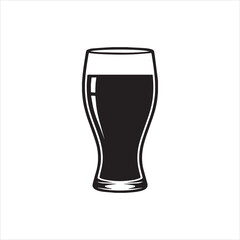  Silhouette Beer glass filled dark drink isolated vector illustrator