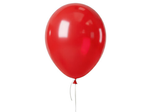 Single red balloon floating isolated on transparent background