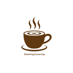 Steaming cocoa cup icon minimal coffee mug symbol warm beverage illustration for winter cafe menu branding design use print