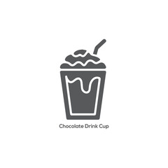 Minimal chocolate drink cup icon with straw symbol for café menu, sweet beverage branding, modern food UI design