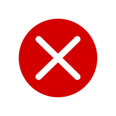 Red cross icon in circle. Cancel and close symbol. Error and rejection sign for app, web and UI design