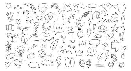 Obraz premium Hand drawn doodle elements including arrows and shapes