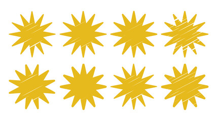 Vibrant Yellow Sunburst Icons Set for Graphic Design