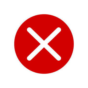 Red cross icon in circle. Cancel and close symbol. Error and rejection sign for app, web and UI design