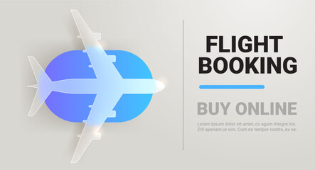 Flight booking online service main page design. Travel website banner illustration