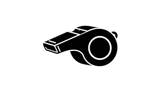 Minimalist Black and White Illustration of a Whistle with a Circular Opening