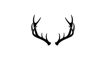 Obraz premium Silhouette of Elegant Deer Antlers in Simplified Black Line Art with Minimalist Style