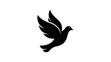 Fototapeta premium Minimalist Black and White Silhouette of Flying Dove Symbolizing Peace and Hope
