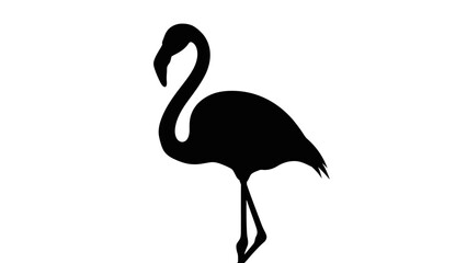 Naklejka premium Minimalistic black silhouette of a graceful flamingo standing elegantly with slender legs and