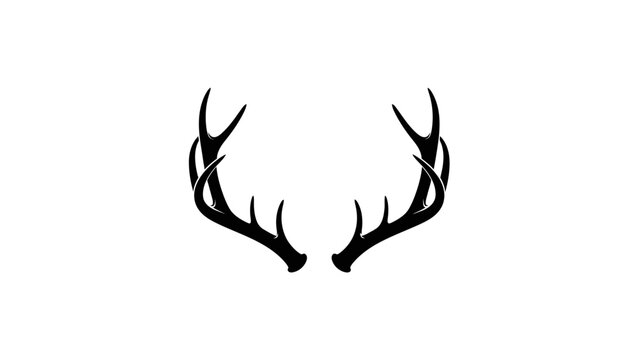 Silhouette of Elegant Deer Antlers in Simplified Black Line Art with Minimalist Style