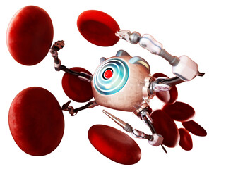 Medical nano robot on transparent background. 3D illustration