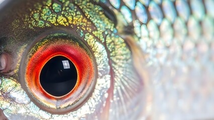 Close-up of Fish Eye with Scales.