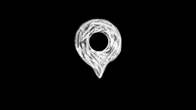High quality sketchy map pointer animation with a white hand-drawn style for artistic wayfinding systems creative travel vlogs and unique location mapping projects.
