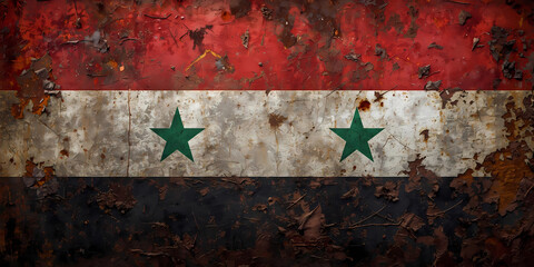 Fototapeta premium Weathered syrian flag illustration