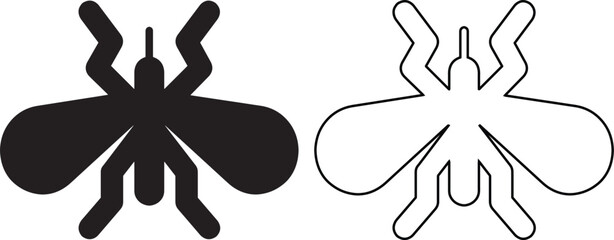 Mosquito insect icon set with solid and outline vector style for pest control and health warning. © Shah Hasanuzzaman
