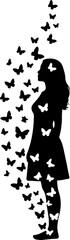 Freedom Silhouette Woman with Flying Birds &ndash; Artistic Concept Vector