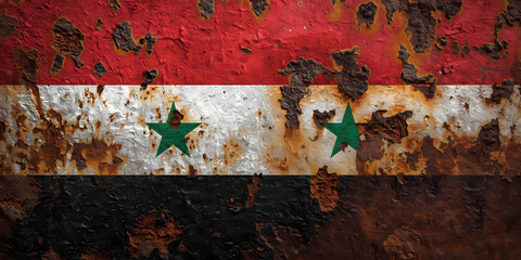 Weathered syrian flag on rusty surface illustration