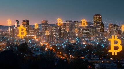 Bitcoin Cityscape - Digital Currencys Impact on Urban Development and Financial Innovation.