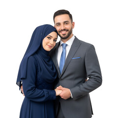 Elegant Muslim Couple Portrait Man  Woman Smiling Together