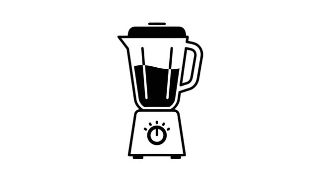Minimalist black and white icon of a classic blender with a glass jar and control knob