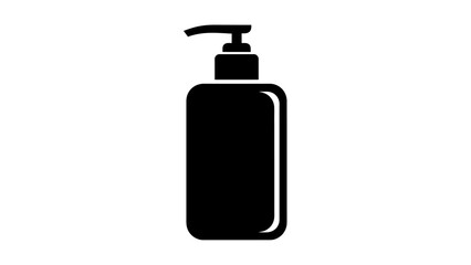 Fototapeta premium Simplified silhouette of a hand sanitizer or liquid soap dispenser in black and white