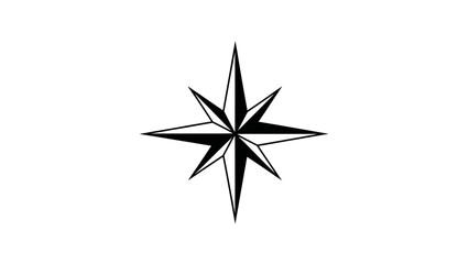 Fototapeta premium Minimalist Black and White Geometric Compass Rose Symbol for Navigation and Design