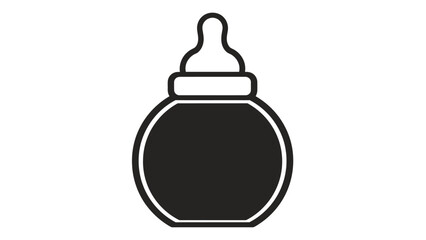 Obraz premium Minimalist Illustration of Baby Bottle in Black and White Line Art Style for Infant Care Design
