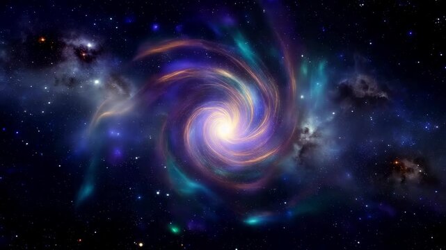 Cosmic vortex spinning through the universe, creating a mesmerizing spectacle
