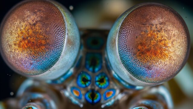 Macro shot of mantis shrimp eyes closeup.