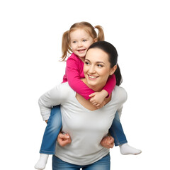 Joyful Mother Daughter Piggyback Ride Happy Family Bond