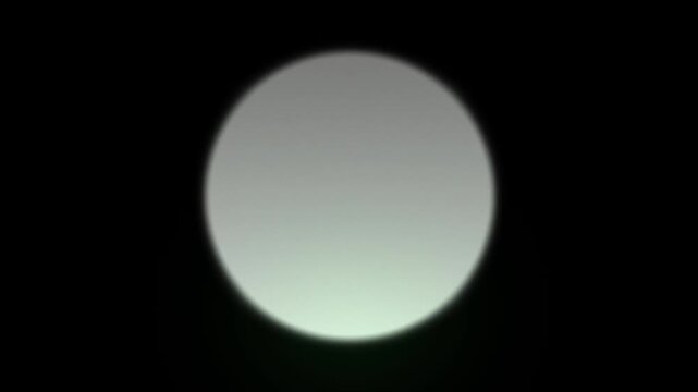 Abstract glowing white neon circular light sphere on a solid black background
