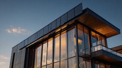 Fototapeta premium Modern eco-friendly house with solar panels