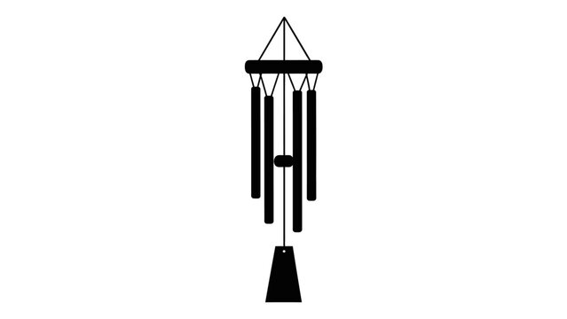 Minimalist black and white wind chime illustration emphasizing simplicity and elegant design