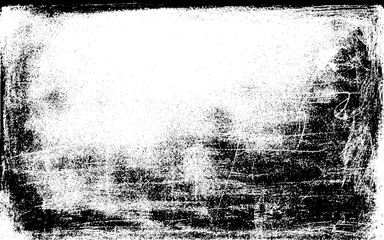 Rusty and scratched iron texture. Rust and dirt overlay black and white texture. Vector illustration.