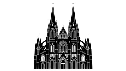 Fototapeta premium Majestic Gothic Cathedral with Tall Spires and Ornate Architectural Details