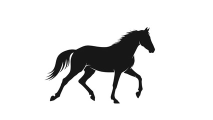 Obraz premium Elegant silhouette of a galloping horse showcasing movement and grace in monochrome style