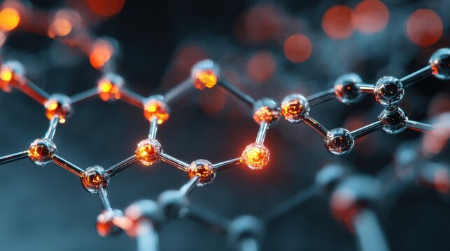 Molecular structure with glowing atoms science - Powered by Adobe