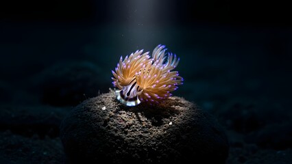 Anemone Fish Swimming Near Sea Anemone Underwater.
