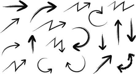 Hand drawn arrows in various directions and styles