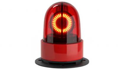 Red Emergency Light Beacon with Flashing Lights isolated on a transparent background